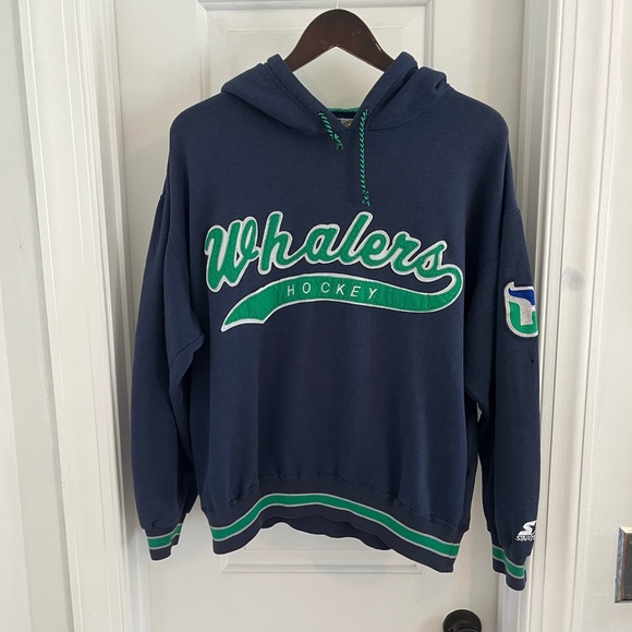Vintage Hartford Whalers Hoodie Starter Tag Sz M - Picture 1 of 9